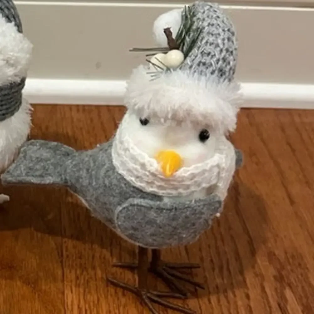 3 Winter Christmas Holiday birds tabletop decor